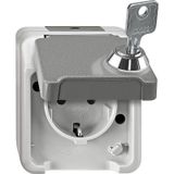 SCHUKO socket with touch protection, lockable with various closures, light gray, AQUASTAR