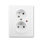5593J-C02357 B1 Double socket outlet with earthing pins, shuttered, with turned upper cavity, with surge protection