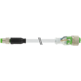 M8 male 0° / M12 female 0° A-cod. LED PUR 3x0.25 gy UL/CSA+drag ch. 2m