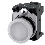 Indicator lights, 22 mm, round, plastic, white, lens, smooth, with holder, LED  3SU1106-6AA60-3AA0-Z X90