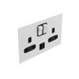 Art d'Arnould - 2 gang BS socket outlet 13 A-250V single pole switched + USB A+C Epure - Satin White