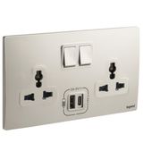 2G MULTISTANDARD SWITCHED SOCKET + USB TYPE A+C 3A CHAMPAGNE