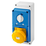 VERTICAL FIXED INTERLOCKED SOCKET OUTLET - WITH BOTTOM - WITH FUSE-HOLDER BASE - 3P+E 63A 100-130V - 50/60HZ 4H - IP67