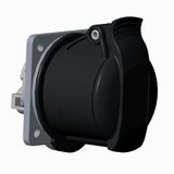 Socket-outlet, panel mounting, 7h, 16A, IP44, minimized flange, straight, 3P+E
