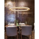 Triac Dimmable Antique Gold Brass   Aluminium & Acrylic  LED 80 Watt 230 Volt  4452Lm 3000K IP20  D: 80 H: 120 cm Adjustable Height