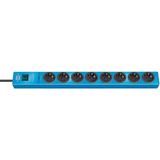 hugo! 19.500A extension socket with surge protection 8-way blue 2m H05VV-F 3G1.5