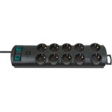 Primera-Line extension socket 10-way black 2m H05VV-F 3G1,5 each 5 sockets switched