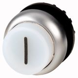 Illuminated pushbutton actuator, RMQ-Titan, Extended, maintained, White, inscribed 1, Bezel: titanium
