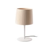 SAMBA WHITE TABLE LAMP BEIGE RIBBONED LAMPSHADE ø2