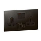 281138BB Mallia Senses 2 gang multistandard switched socket outlets - with USB A+C 27W charger