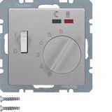 Floor thermostat w. NO cont., Centre pl., rocker switch, Q.x alu velve