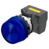 M22N Indicator, Plastic projected, Blue, Blue, 220/230/240 VAC, push-i