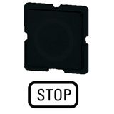 Button plate, black, STOP