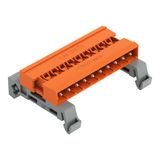 Double pin header DIN-35 rail mounting 10-pole orange