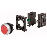 Illuminated pushbutton actuator, RMQ-Titan, flush, momentary, red, Blister pack for hanging