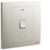 Mallia Senses - 1 gang 1 way double pole switch 20AX with led indicator and earth terminal cable outlet - Champagne