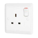 Synergy 1 Gang 13A Double Pole Switched Socket Outlet with LED Power Indicator White