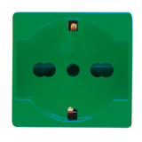 ITALIAN/GERMAN STANDARD SOCKET-OUTLET 250V ac - FOR DEDICATED LINES - 2P+E 16A DUAL AMPERAGE - P40 - 2 MODULES - GREEN - SYSTEM