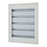 Complete flush-mounted flat distribution board with window, grey, 33 SU per row, 5 rows, type C