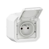 069781L Waterproof 2P+E power socket Plexo 16A 250V IP55 IK08 delivered complete for surface mounting - white