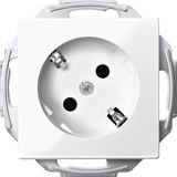 SCHUKO socket-outlet 45°, shutter, screwl. term., polar white, glossy, System M