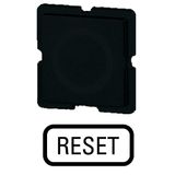 Button plate for push-button, Inscription: RESET, 25 x 25