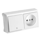 Vera White Two Way Switch + Socket Horizontal