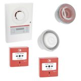 Ready to install Type 4 Radio fire alarm consisting of the alarm panel, 2 manual triggers, 1 sound diffuser and 1 light