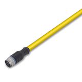 System bus cable for drag chain M12B socket straight 5-pole yellow