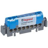 Neutral terminal block - 8 terminals for 1.5mm² to 16mm² cable - blue