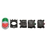 Set of double push-button, red/green 230V with 1NO + 1NC