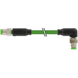 M8 male 0°/M8 male 90° A-cod. PUR 1x4xAWG26 shielded gn+drag-ch 5m