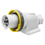 90° ANGLED SURFACE MOUNTING INLET - IP67 - 3P+E 63A 100-130V 50/60HZ - YELLOW - 4H - MANTLE TERMINAL