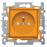 Socket outlet with pin earthing and shutters, flush-mounting depth 28.5 mm, base and finishing set, plug-in terminals, orange