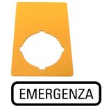 Label, emergency switching off, yellow, HxW=50x33mm, EMERGENZA