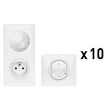 Set of 10 Starter packs for connected installation, white, Céliane With Netatmo