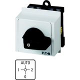 Changeoverswitches, T0, 20 A, service distribution board mounting, 2 contact unit(s), Contacts: 4, 90 °, maintained, With 0 (Off) position, 1-AUTO-2-0