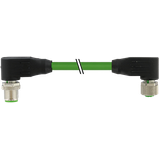 M12 male 90°/M12 fem. 90° A PUR 4x0.5+2x0.25 shielded gn+dragch 9m