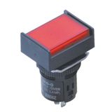 Indicator dia. 16 mm, rectangular, red, LED 5 VDC, IP65, solder termin