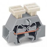 4-conductor terminal block on both sides with push-button with snap-in