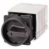 Main switch, T5B, 63 A, flush mounting, 6 contact unit(s), 9-pole, 2 N/O, 1 N/C, STOP function, With black rotary handle and locking ring