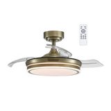 Moss LED Ceiling Fan 72W 7920Lm CCT Dim Retractable Blades Brass