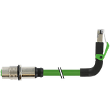 M12 fem. recept. D /RJ45 90° ri PUR 1x4xAWG22 shielded gn+dragch 0.2m