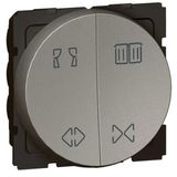 Double switch Arteor for curtain control - 10 A - 2 round modules - magnesium