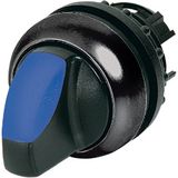 Illuminated selector switch actuator, RMQ-Titan, With thumb-grip, maintained, 3 positions, Blue, Bezel: black