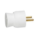 Male plug with plastic earth - cable exit from the rear - blister pack - white