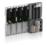 Terminal base. For AC500 V3. 4 slots for communication module. 2 Ethernet interfaces. 1 serial interface. 1 CAN interface (TB5640-2ETH)