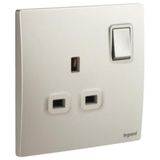 Mallia Senses - 1 gang BS switched socket outlet double pole - 13A - Champagne