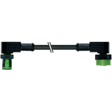 MQ12 male 90° / MQ12 female 90° A-cod. PUR 4x0.34 bk +drag ch. 10m