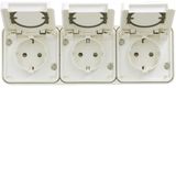 CUBYKO SOCKET WALL TRIPLE HORIZONTAL IP55 WHITE